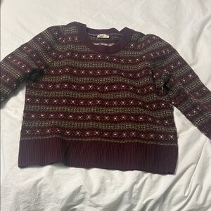 Faherty Burgundy Patterned Sweater